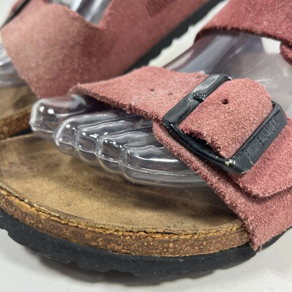 BIRKENSTOCK Sandals 38 L7 M5 Arizona Velvety Suede Leather Zinfandel Red - Picture 1 of 15
